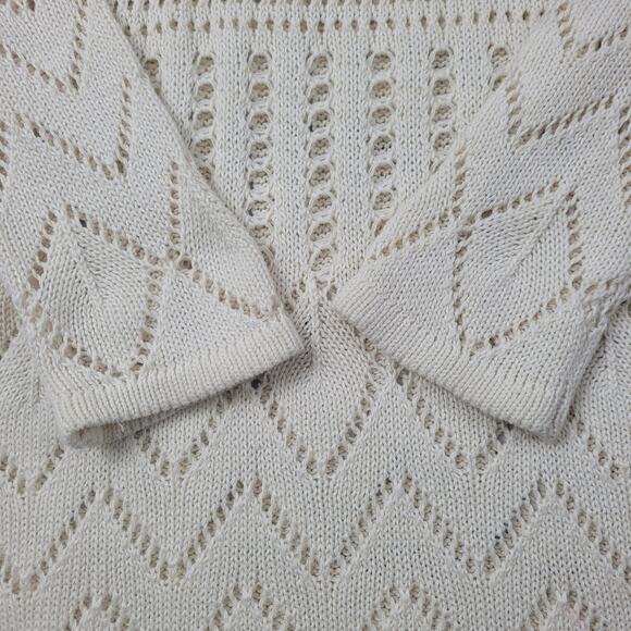 Bardot Cream Bodycon Open Knit V-neck Sweater Dress size 6 Keyhole Back - Picture 13 of 16